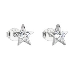 Strieborné náušnice pecka so zirkónom biela hviezdička 11105.1