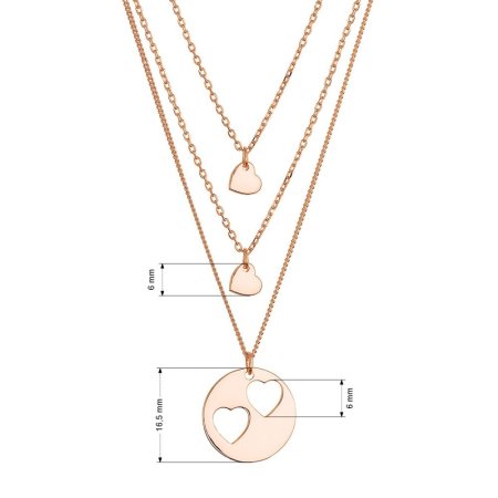 Pozlacený stříbrný set náhrdelníků pro maminku a dvě dcery 62048 rose gold