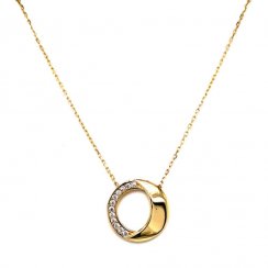 Zlatý 14 karátový náhrdelník mesiac so zirkónmi 92Z00018 Kryštál