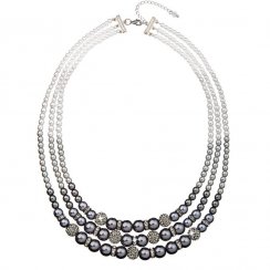 Perlový náhrdelník šedý s křišťály Preciosa 32010.3