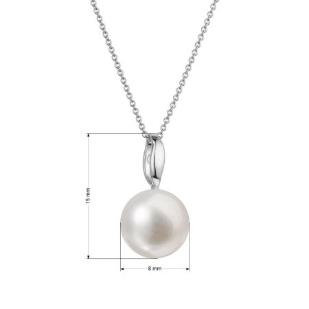 Zlatý 14 karátový náhrdelník bílé zlato s bílou říční perlou 82P00044