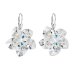 Stříbrné náušnice visací s krystaly Swarovski bílá kytička 31130.1 Krystal