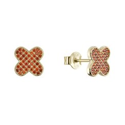 Pozlátené náušnice štvorlístky 11763.3 oranžové