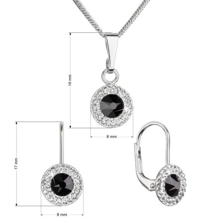 Sada šperkov s kryštálmi Swarovski náušnice a prívesok čierne guľaté 39109.3 Jet