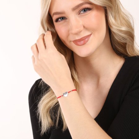 Kabbalah náramok so strieborným srdcom 13049.3 red