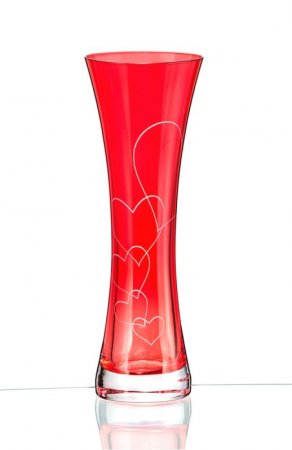 Červená sklenená váza srdce Love 19cm