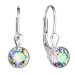 Strieborné náušnice visiace s kryštálmi Swarovski zelené okrúhle 31112.5 Paradise Shine