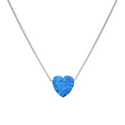 Strieborný náhrdelník so syntetickým opálom modré srdce 12048.3 Blue s. Opal