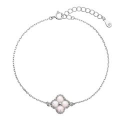 Náramek stříbrný opálový čtyřlístek 13087.1 white