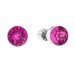 Strieborné náušnice pecka so Swarovski kryštálmi ružové okrúhle 31113.3 Fuchsia