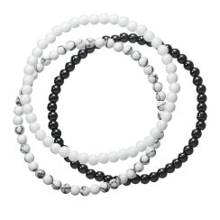 Náramky s minerálnymi kameňmi map stone-jaspis, black onyx, white howlite 43045.3 bílo černý