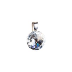 Strieborný prívesok s kryštálmi Swarovski biely okrúhly-rivoli 34112.1 Krystal
