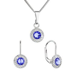 Sada šperkov s kryštálmi Swarovski náušnice a prívesok modré okrúhle 39109.3 Sapphire