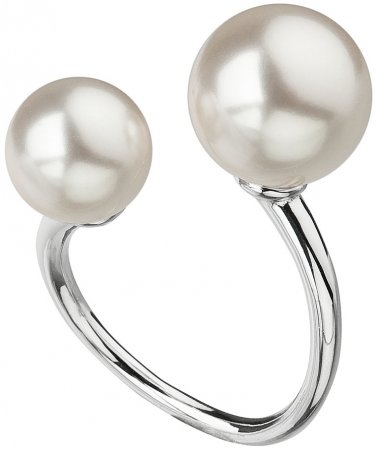 Prsteň dvojitá perla 35053.1 Biela
