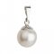 Strieborný prívesok s bielou okrúhlou perlou z krištáľu Preciosa 34150.1