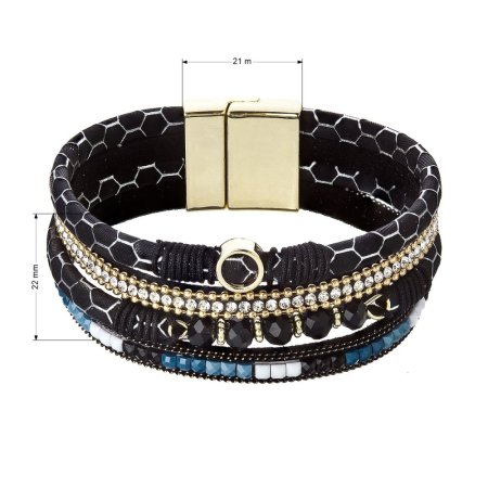 Náramek černý textilní široký 53010.3 black