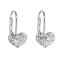 Stříbrné náušnice visací s krystaly Swarovski bílé srdce 31125.1 Krystal