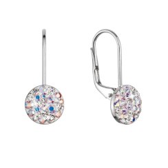 Strieborné náušnice visiace s kryštálmi Swarovski ab efekt malé 31321.2 ab efekt