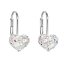 Strieborné náušnice visiace s kryštálmi Swarovski biele srdce 31125.9 White opal