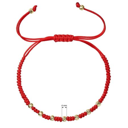 Kabbalah náramok červený so zlatými ozdobnými guličkami 93T00102 red