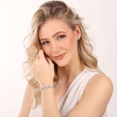 Stříbrné náušnice pecka s krystaly Swarovski mix barev kosočtverec 31169.3 Sakura