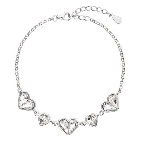 Strieborný náramok so Swarovski kryštálmi biele srdce 33109.1 Krystal