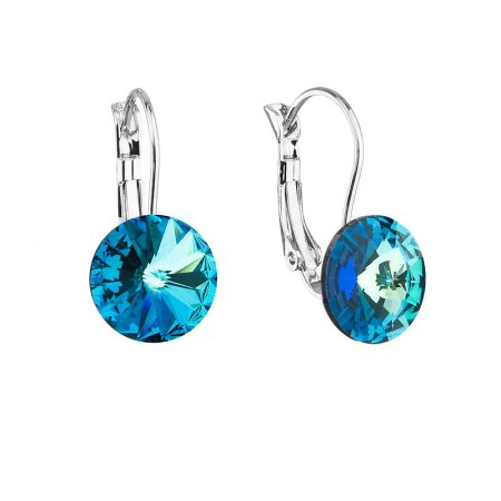 Náušnice Rivoli so Swarovski Elements tmavo modré Bermuda Blue 12 mm