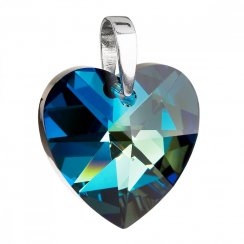 Stříbrný přívěsek s krystaly Swarovski modré srdce 34002.5 Bermuda Blue