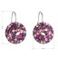 Strieborné náušnice visiace s kryštálmi Swarovski fialové okrúhle 31176.3 Amethyst