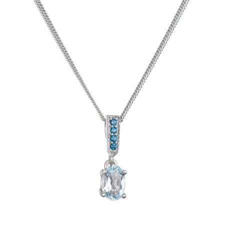 Strieborný náhrdelník luxusný s pravými minerálnymi kameňmi modrý 12082.3 london nano, sky topaz