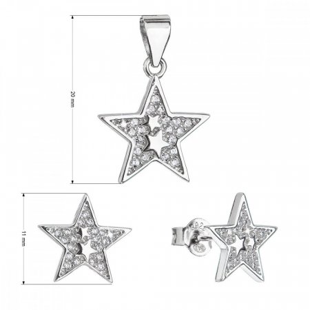 Sada šperkov so zirkónmi náušnice a prívesok biela hviezda 19030.1