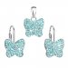 Súprava šperkov s krištáľmi Preciosa náušnice a prívesok modrý motýľ 39144.1 Aqua