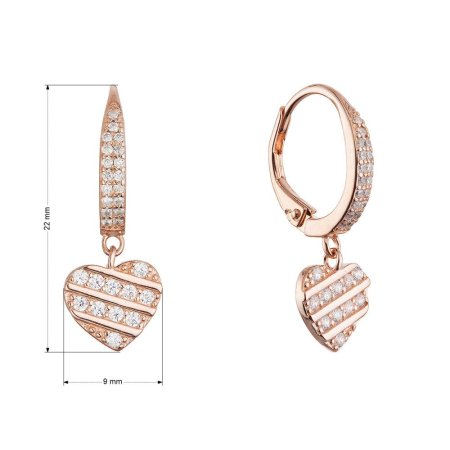 Pozlacené stříbrné náušnice se zavěšeným srdíčkem 11720.1 rose gold