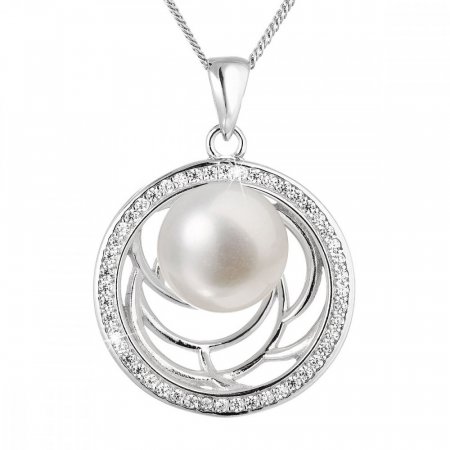 Perlový náhrdelník s retiazkou z pravých riečnych perál biely 22029.1