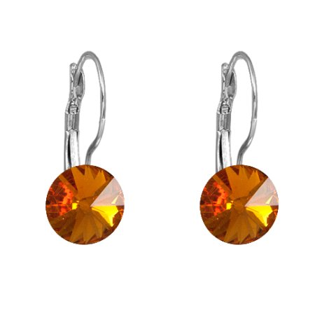 Náušnice Rivoli so Swarovski Elements visiaci Topaz 8 mm
