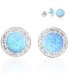 Strieborné náušnice kôstky so svetlo modrým opálom a kryštálmi Swarovski Elements Blue Opal
