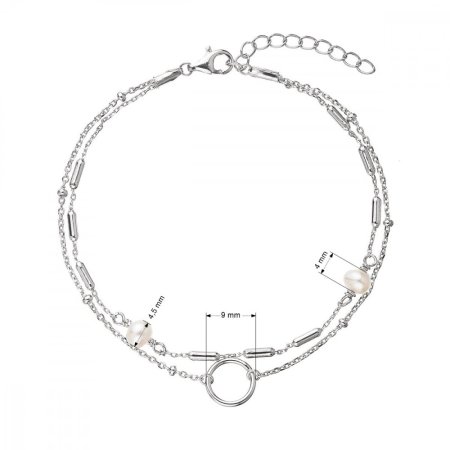 Doppeltes Silberarmband mit Perlen 23015.1