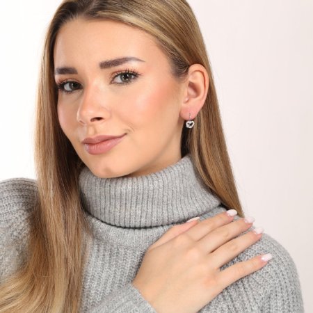 Stříbrné náušnice propletená srdíčka 11605.1