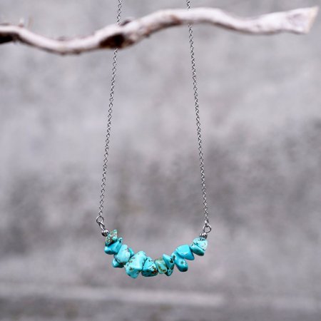 Náhrdelník s kamenem tyrkys 42037.3 ocel