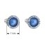Strieborné náušnice pecka s kryštálmi Swarovski a tmavo modrou matnou perlou okrúhle 31314.3 Dark Blue