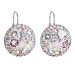 Strieborné náušnice visiace s kryštálmi Swarovski ružovej okrúhle 31161.3 Magic Rose