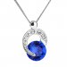 Stříbrný náhrdelník s krystaly Swarovski modrý kulatý 32048.3 Majestic Blue