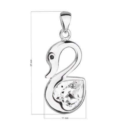Strieborný prívesok s kryštálom Swarovski biela labuť 34237.1 Kryštál