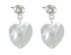 Náušnice se Swarovski Elements bílé srdíčko Krystal 14 mm