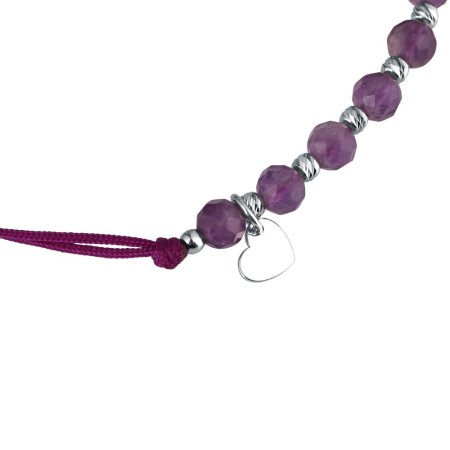 Textilní náramek fialový s korálky z ametystu 13059.3 amethyst