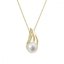 Zlatý 14 karátový náhrdelník s bielou riečnou perlou a briliantmi 92PB00051
