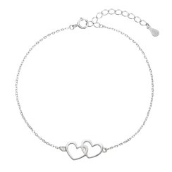 Strieborný náramok dve srdiečka 63009