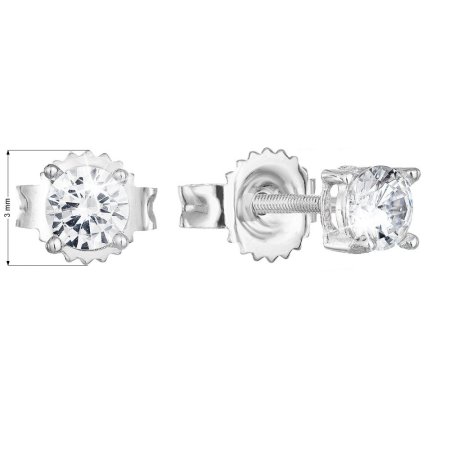 Strieborné náušnice pecka so zirkónom biele okrúhle 11330.1