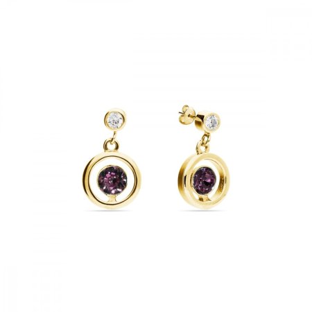 Náušnice fialové sa Swarovski Elements punctata Gold KCG1088SS18AM Amethyst