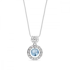 Náhrdelník modrý sa Swarovski Elements Circle Ajour NA64308AQ Aqua